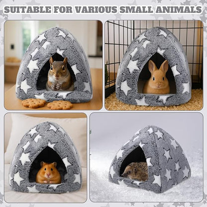 Guinea Pig Hideout Bed Self Warming Pet Mat Cozy Chinchilla Rabbit House Cave Accessories for Bunny Small Animal Hideout Bed with Star Pattern Hedgehog Ferret Soft Guinea Pig House