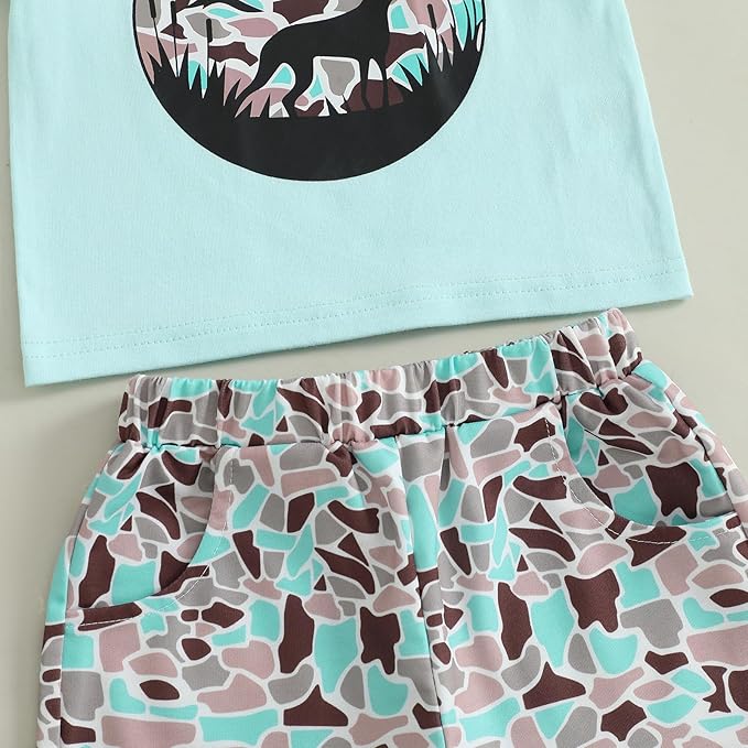 Toddler Baby Boy Clothes 6 12 18 24 Months Summer Outfit Short Sleeve T-Shirt Tops Camo Shorts Set 2T 3T 4T