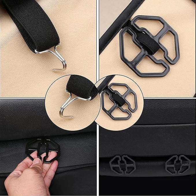 Coverado Seat Covers, Car Seat Covers Full Set, Leather Seat Covers for Cars, Car Seat Protector, Black Car Seat Covers Front Seats and Back Seats Universal Fit for Most Cars White