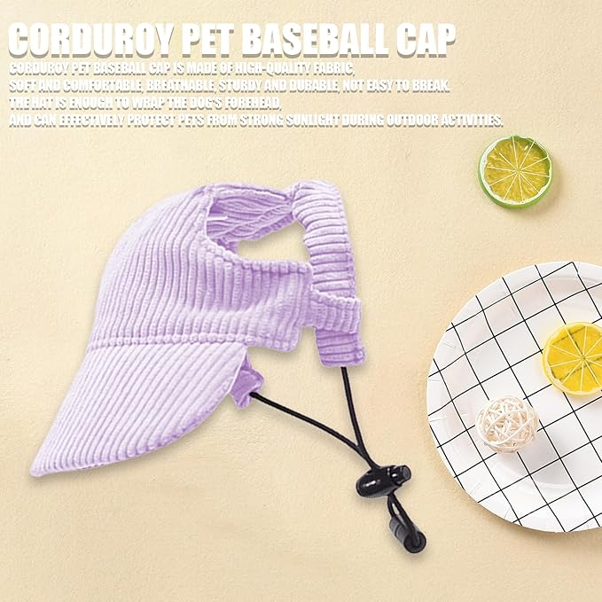 Dog Baseball Cap, Dog Cat Summer Beach Visor Hat with Ear Holes, Adjustable Puppy Sunbonnet Headdress (Purple, X-Large)
