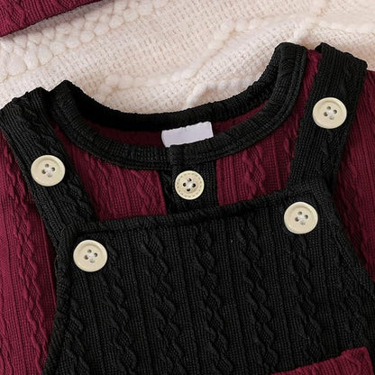 FOCUTEBB Baby Boy Clothes Cute Long Sleeve Romper Infant Pocket Overalls Adjustable Suspender Pants Set 0-18 Months
