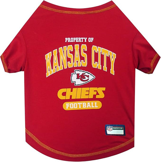 NFL Kansas City Chiefs Dog T-shirt X-Small. - Licensed Shirt for Pets Team Colored with Team Logos- Premium Stretchable Materials for the comfort of your Dog & Cat
