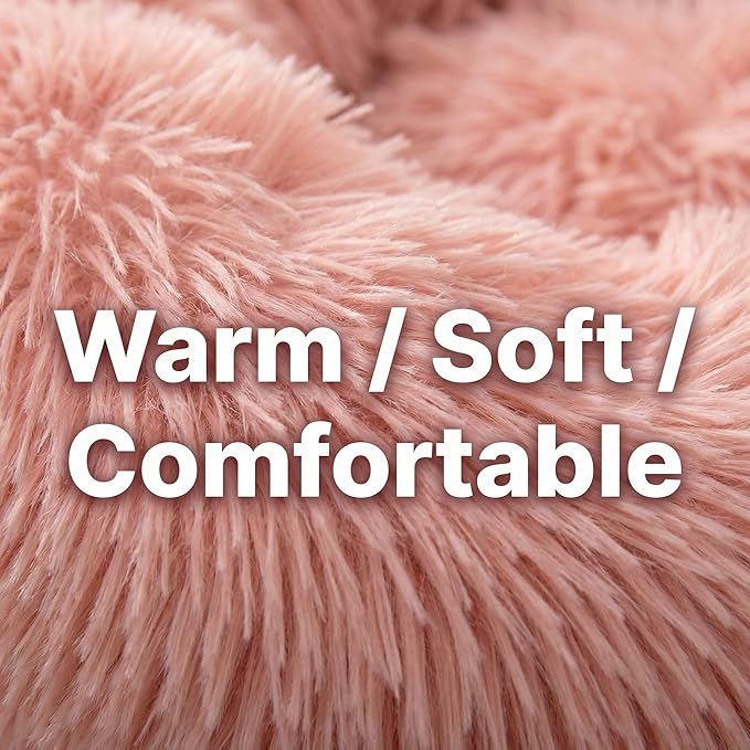 Tiny Dog Bed 11.8 Inch for Extra Small Dogs,Washable Puppy Bed,Soft Faux Fur Calming Donut Bed for Chihuahua Yorkie Maltese Pomeranian,Pink
