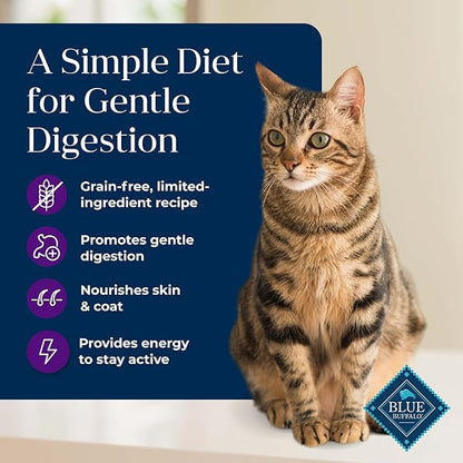Blue Buffalo Basics Grain-Free Dry Cat Food, Skin & Stomach Care, Limited Ingredient Diet for Indoor Cats, Turkey & Potato Recipe, 11-lb. Bag