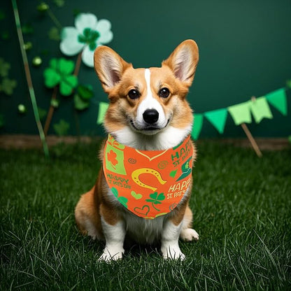 St Patricks Day Dog Bandanas for Medium Dog Breed 7 Pcs Small Shamrocks Dog Bandanas Adjustable Dogs Scarves Grooming M