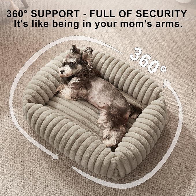 FURTIME Dog Bed for Small Dogs, Washable Orthopedic Dog Bed with Removable Cover, Rectangle Soft Calming Sleeping Puppy Bed Durable Pet Cuddler with Anti-Slip Bottom