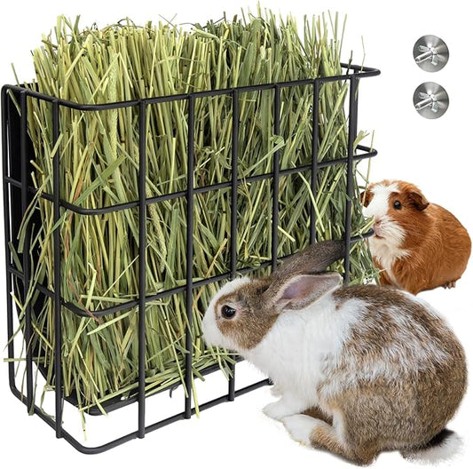 BESNEW Rabbit Hay Feeder,Upgraded Metal Guinea Pig Hay Feeder Hay-Leak Proof Bottom,Easy to Install,Bunny Supplies for Rabbit Guinea Pig Chinchilla Small Animals