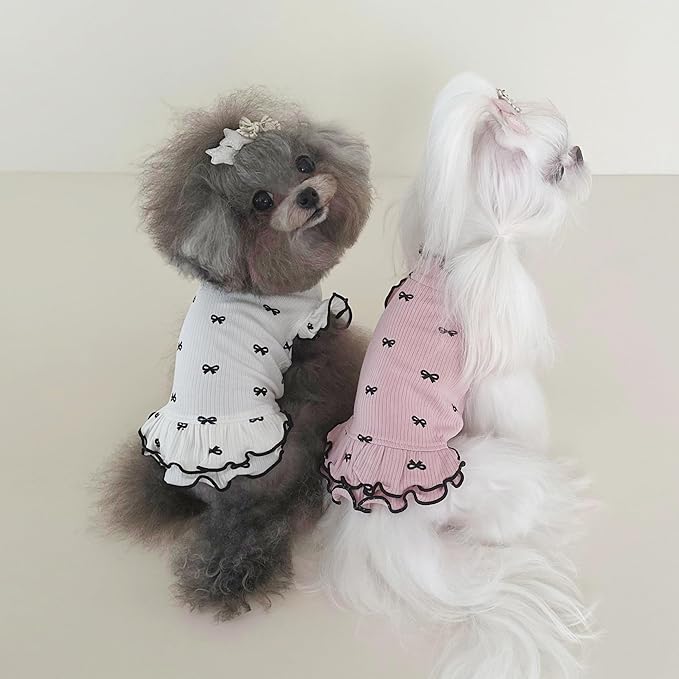 Small Dog Clothes Extra Small Dogs Spring Summer Dress Cute Soft and Breathable Outfits for Female Chihuahua Shih Tzu Yorkshire Puppy Cats (Pink Dress, Medium)