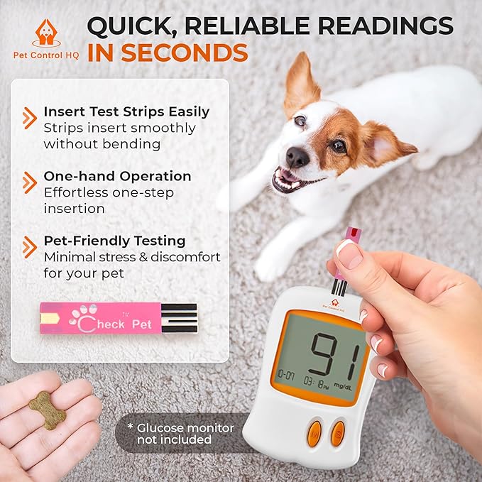 50 Test Strips for Pet Control HQ Glucose Monitor - Accurate Diabetes Testing for Dogs & Cats (Compatible with Pet Control HQ Glucose Monitoring)