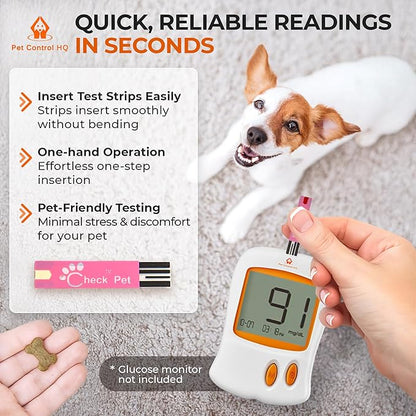 50 Test Strips for Pet Control HQ Glucose Monitor - Accurate Diabetes Testing for Dogs & Cats (Compatible with Pet Control HQ Glucose Monitoring)