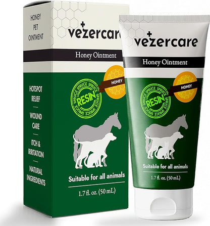 Honey Balm Ointment with Spruce Resin for Dogs, Cats & Horses, Wound Care Gel, Hot Spot Treatment for Dogs, Itchy Skin Relief, Dog and Cat Wound Care, 1.7oz, Made in Finland, Antifungal & Steroid Free