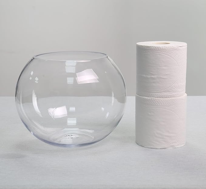 CYS EXCEL Glass Bubble Bowl (H-7.5" W-10", Approx. 2 Gal.) Multiple Size Choices Fish Bowl Vase Glass Round Bowl Terrarium Globe Flower Vase Centerpiece