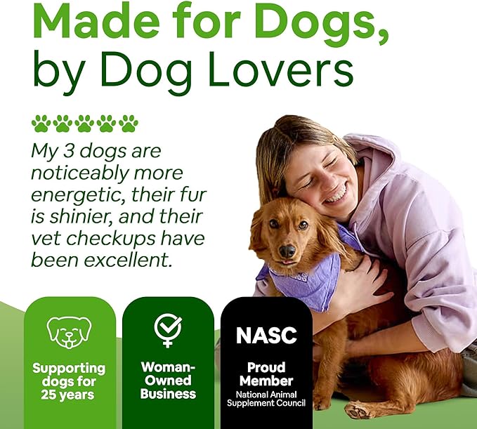 Superfood Supplement for Dogs (12 oz) Organic Human-Grade Ingredients, Vitamins, Minerals, Antioxidants and Fibre Rich for Optimal Digestion, Shiny Coat and Better Health (3 Pack)