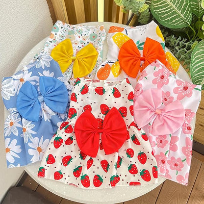 TAPBULL Dog Dresses, Fashionable Pet Dog Clothes, Cute Cat Birthday Dress Outfit (Orange/Red/Yellow/Blue/Pink 5-Pack), Small