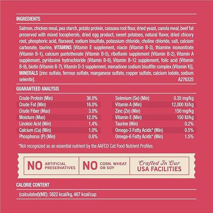 Merrick Purrfect Bistro Grain Free Salmon and Sweet Potato Recipe Natural Dry Cat Food for Adult Cats, High Protein, Outdoor or Indoor Cat Food - 4 lb. Bag