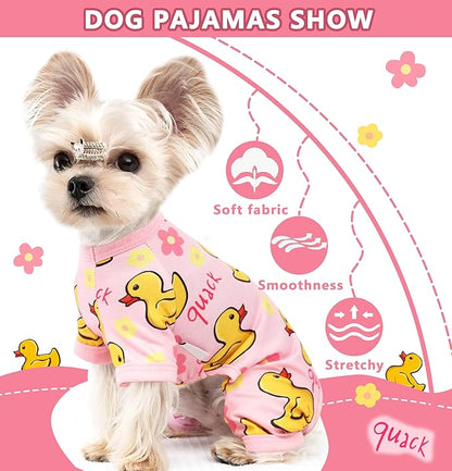 Dog Pajamas Summer Dog Clothes for Small Medium Dogs Boy Girl Doggy Pjs Cute Doggie Onesie Breathable Puppy Clothes Soft Stretchy Cat Pet Outfit (Yellow, Large)