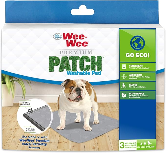 Four Paws Wee-Wee Premium Patch Reusable Pee Pad for Dogs, Premium Patch (Washable Pad) 24.5" x 25.7" (1 Count)