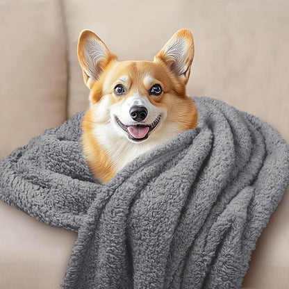 Luciphia 1 Pack 3 Calming Dog Blanket Fluffy Premium Fleece Pet Blankets Soft Sherpa Throw for Dogs Puppy Cat Grey/Beige/HazeBlue Large (41" x31")