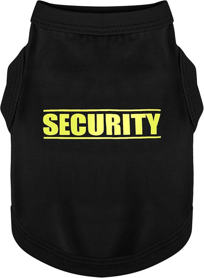 Discover Cozy Cotton Canine Wear: Soft, Lightweight, and Breathable Dog Shirt Vest with Eye-Catching Graphics(Security), Keeping Your Furry Friend Warm and Comfy! Black M