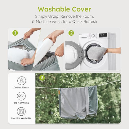 CWAWZ Large Orthopedic Dog Bed, Pet Bed Large Size Dog, Dual-Sided Cooling Beds with Memory Foam Washable Cover Nonslip Bottom, Waterproof Pet Beds with Bolsters, Light Grey