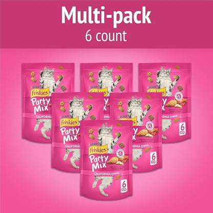 Purina Friskies Cat Treats, Party Mix California Crunch With Chicken - (Pack of 6) 6 oz. Pouches