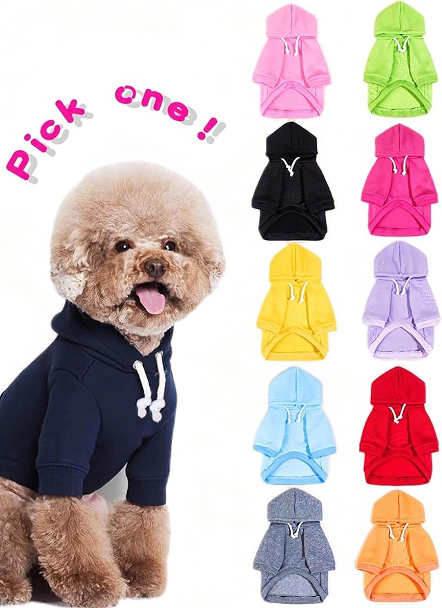 QWINEE Basic Dog Hoodie Sweatshirt Puppy Sweater Warm Cat Costumes Pet Clothes for Chihuahua Puppy Kitten Small Medium Dogs Green X-Small