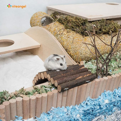 Niteangel Wooden Ladder Bridge, Hamster Mouse Rat Rodents Toy, Small Animal Chew Toy