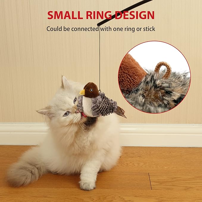 GiGwi Interactive Cat Toys Squeaky, Stimulated Chirping Bird Toy Making Noise,Automatic Chirp Bird Cat Toy with Feather Tail, Melody Chaser Play and Squeak Kitten Toy for Boredom