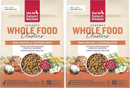 The Honest Kitchen Whole Food Clusters Whole Grain Beef & Oat Dry Dog Food, 1 lb Bag (Pack of 2)