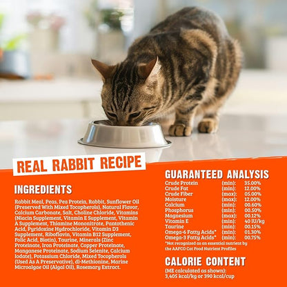 Rawz Real Rabbit Dry Food for Cats with Freeze Dried Coating (1.75 Pounds) Made in USA