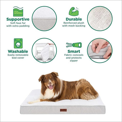 Furhaven Orthopedic Dog Bed – Classic Cushion with Plush Tufted Top, Supportive Foam Mattress, Removable Washable Cover, Joint Relief - Gray, Jumbo