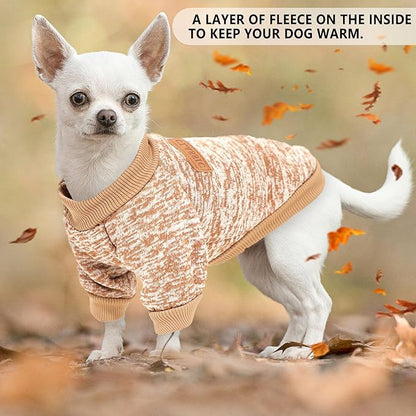 2 Pack 3.6-5.5lbs Dog Sweaters for Small Dogs Fall Dog Clothes Male Female Winter Fleece Puppy Sweaters Warm Pet Outfit for Yorkie, Chihuahua, Bulldog, Dachshund, Pug,XS
