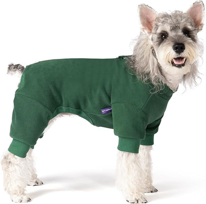 cyeollo Dog Pajamas X-Large, Stretchable Fleece Pet Onesie Coat for Small Medium Sized Dogs Pjs Warm Doggie Jumpsuit Soft Cold Weather Dog Clothes Outfits, Green XL