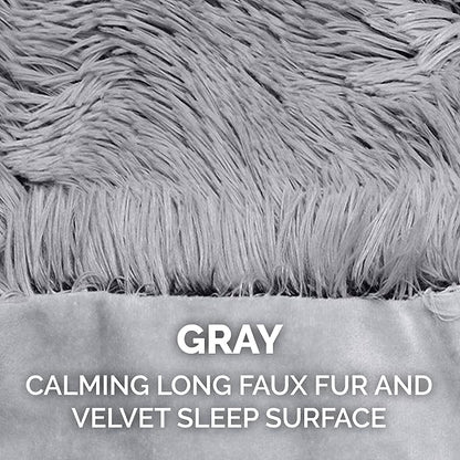FurHaven Waterproof Throw Blanket For Dogs & Indoor Cats, Reversible Protective Pet Blanket, Extra Large, Long Faux Fur & Velvet, Gray