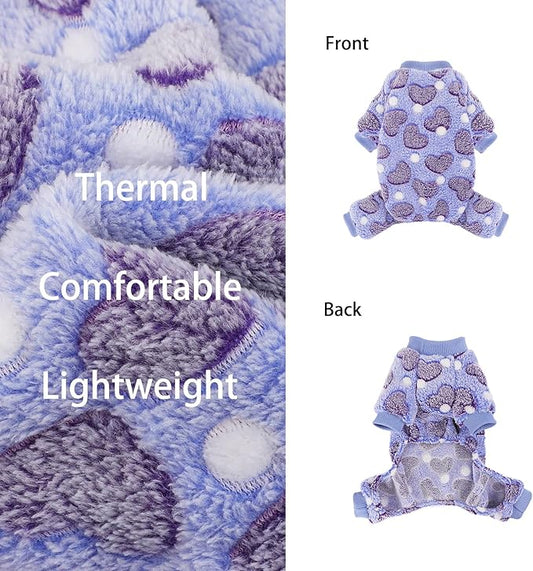 YIKEYO Small Dog Sweater,Dog Pajamas for Small Dogs,Cotton Stretchable Pet Pajamass Jammies Sweater for Dogs Female Male, Winter Clothes Doggy Puppy Girl(Purple, XXS)