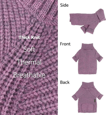 Fitwarm Thermal Knitted Dog Sweater Doggy Winter Coat Pet Clothes Doggie Turtleneck Jacket Puppy Outfits Cat Sweatsuit Lavender Purple XS