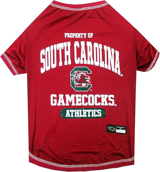 Pets First Collegiate South Carolina Gamecocks Dog T-Shirt, X-Large. - Licensed Shirt for Pets Team Colored with Team Logos.- Premium Stretchable Materials for The Comfrot of Your Dog & Cat.