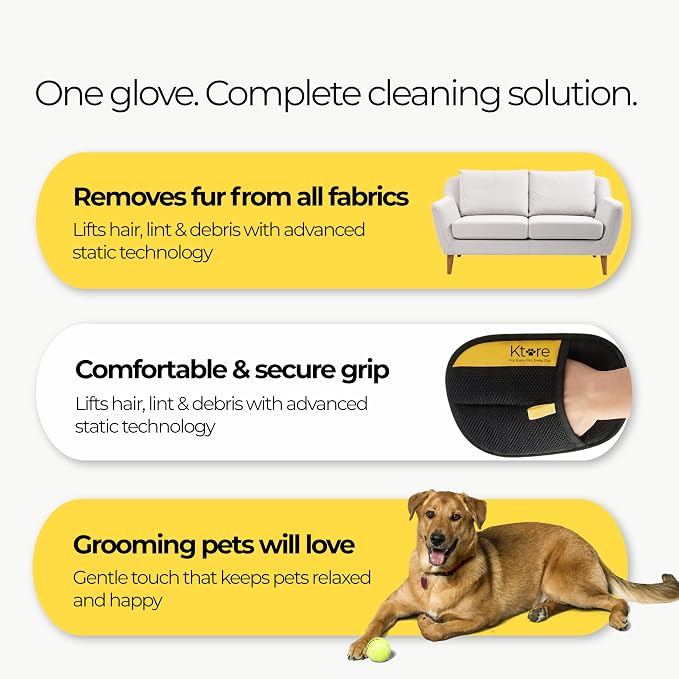 Pet Hair Remover Glove for Dogs & Cats – Reusable Hair Removal Mitt for Furniture, Couch, Car Seat & Carpet – Washable & Electrostatic Pet Fur Cleaner