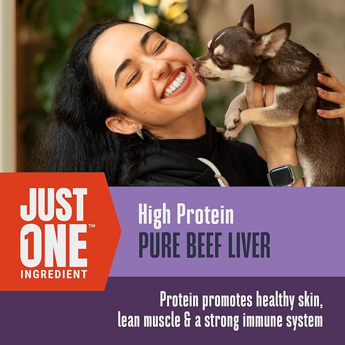 Whole Life Dog Just One Beef Liver Freeze Dried Dog Treats - Human Grade High Protein Food, Healthy Training Snacks, Freeze Dried Food Toppers, USA Made Natural Treats - 10 oz (Pack of 1)
