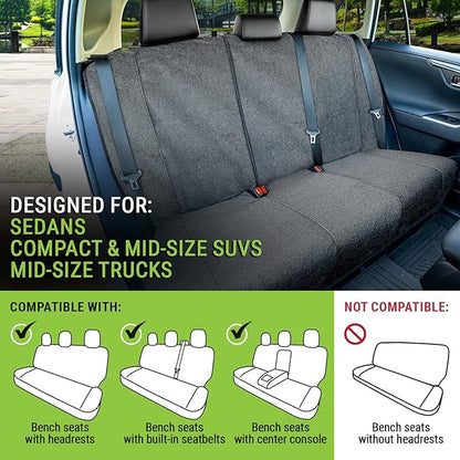 Season Guard Back Seat Towel Seat Cover for Cars; Great for After Gym Workouts, Dogs, and Outdoor Activities; Universal Fit for Cars SUVs Vans Trucks, EZ fit, Non Slip Grip, Grey
