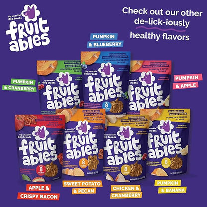 Fruitables Baked Dog Treats, Healthy Pumpkin Treat for Dogs, Low Calorie & Delicious, Free of Wheat, Corn and Soy, Made in the USA, Apple and Crispy Bacon Flavor, 12oz