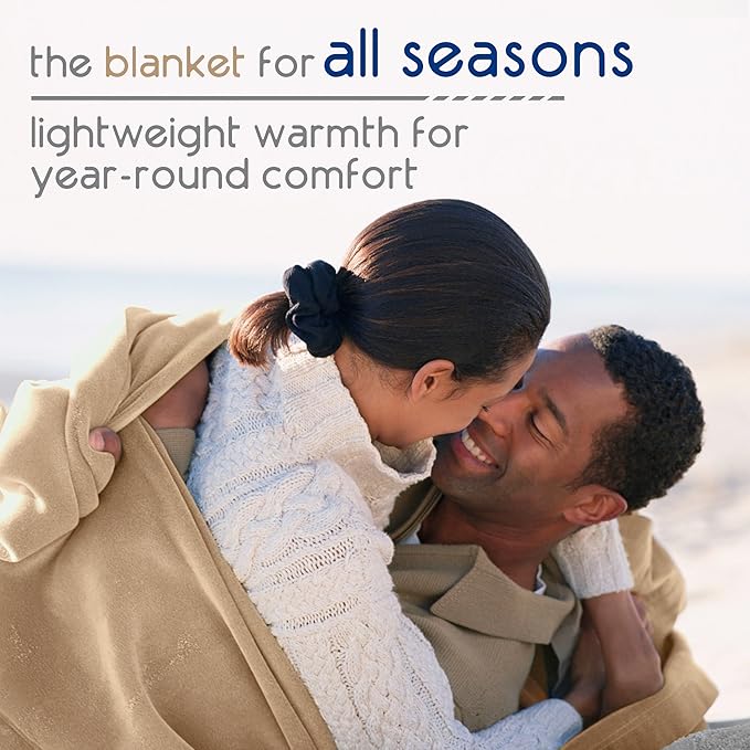Vellux Original King Blanket - Soft Nylon Insulated Blanket for Bed Couch - Lightweight Machine Washable All Season - Pet Friendly Durable Wont Pill or Lint - 108x90 – Beige