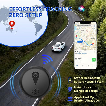 Tracking Devices for Cars Hidden, 2 Pack GPS Tracker for Vehicles Mini Portable GPS Tracker for Cars Splashproof for iOS Find My (iOS Only), No Monthly Fee Subscription No SIM Card Required-Black