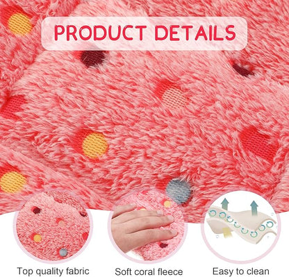 Jetec 3 Pcs Bunny Guinea Pig Beds Soft Bunny Mats Warm Guinea Pig Mat Small Animal Winter Bed Pads Fleece Sleeping Pads for Indoor Rabbit Hamster Squirrel Hedgehog Chinchilla Ferret(Dots)