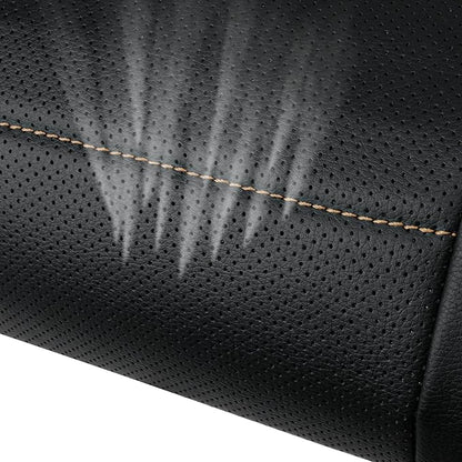 CAR PASS Universal FIT Piping Leather Car Seat Cover, for suvs,Van,Trucks,Airbag Compatible,Inside Zipper Design and Reserved Opening Holes (Full Set, Black and Beige)