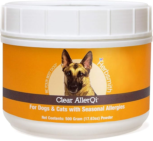 Herbsmith Clear AllerQi – Allergy Aid for Cats and Dogs – Pet Allergy Support – Anti Itch Pills for Dogs and Cats – 500g Powder