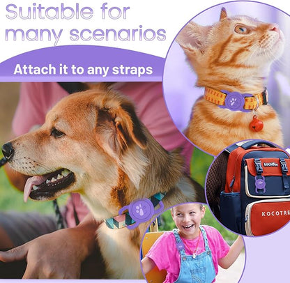 SANKALA Airtag Dog Collar Holder, 1 Pack, Dark Purple | Silicone Full Body Covered, Anti-Lost Protective, Fits All Width Collars, for Apple AirTag(Gen 1 & 2), Signal Friendly