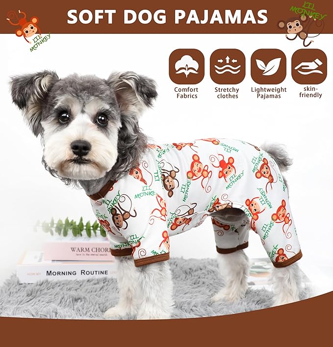 Dog Pajamas Spring Summer Dog Clothes for Small Medium Dogs Girl Boy Cute Soft Puppy Pjs Clothes Doggie Onesies Cat Pet Jammies Outfit (Brown,2XL)
