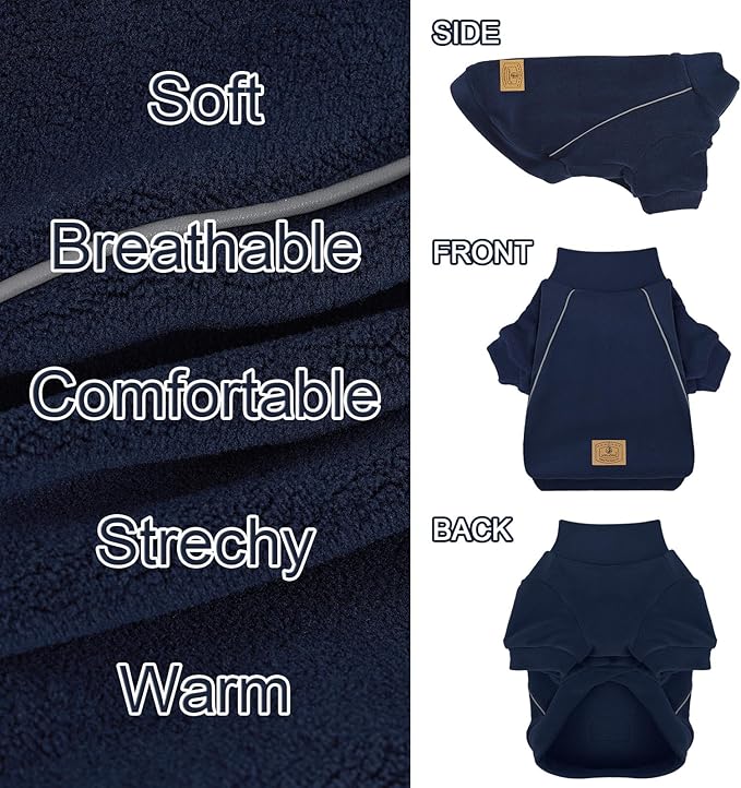 XPUDAC 4 Pack Dog Sweaters Fleece Dog Sweatshirt Winter Pet Clothes for Small Medium Dogs Boy Girl Pullover Puppy Christmas Outfits Cat Apparel, Grey, Blue, Navy, Green, XS