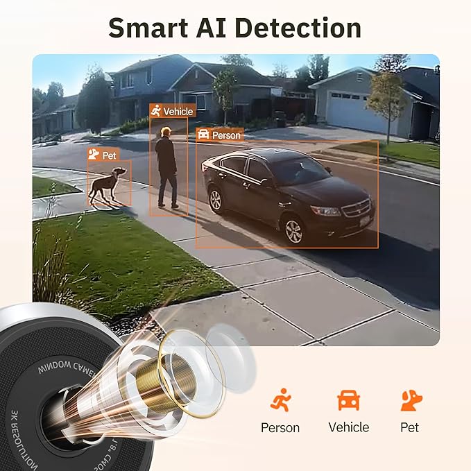 Girafit 3K 5MP Window Camera,Cameras for Home Security with Thermometer Hygrometer,Indoor Camera for Outdoor Monitoring with ChroMax Al Color Night Vision,Person Detection